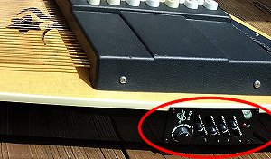 The preamp built into the flower-patterned OS45CE.  A good idea badly executed.  Click for bigger photo.