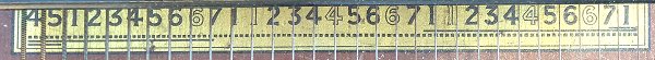 The string number listing from the pushbutton autoharp.  Hollow numbers mean 'sharp.'  so the extra 1, 4, and 6 represent C#, F#, and A# respectively.  Click for bigger picture.